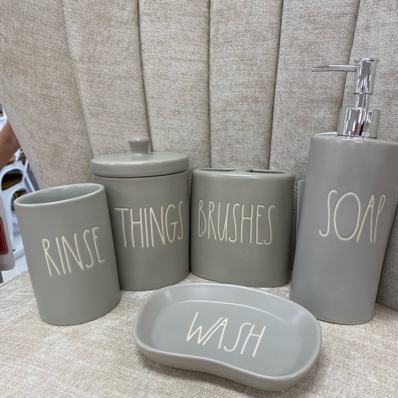 Rae Dunn Accessories Rae Dunn 5 Pcs Grey Color Bathroom Set Poshmark